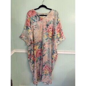 Vintage‎ Mary McFadden Kaftan Dress Robe One Size Floral South Beach